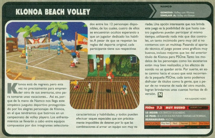 File:Klonoa Beach Volleyball Spanish review in Next Level issue 41.jpg