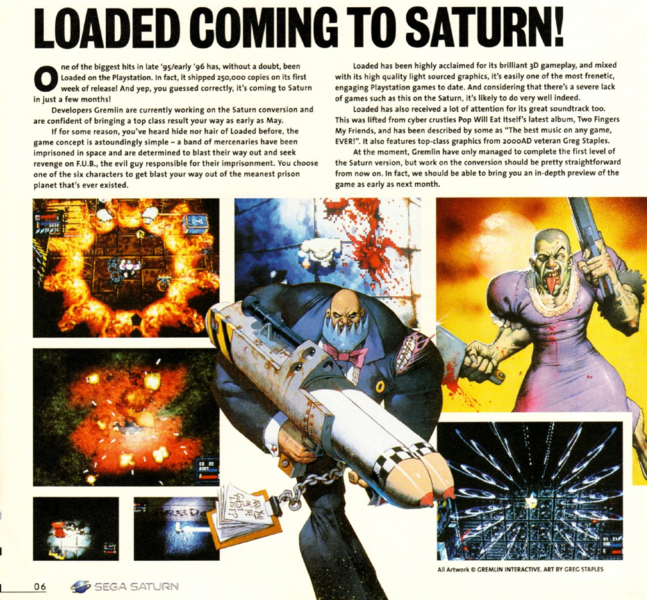File:Loaded Saturn conversion announcement Sega Saturn Magazine UK issue 5.png