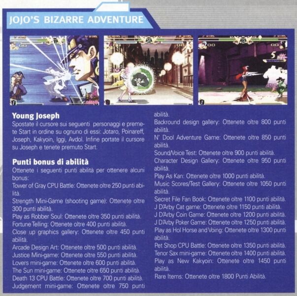 File:JJBA Capcom PS1 unlockable content in Italian PSone Magazine Ufficiale December 2002.jpg