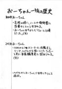 Pages explaining the history of the character O-Chan from 拳王MARIMO, a doujinshi by Character Designer "Yokkyun.Suzuki".
