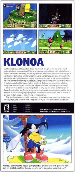 File:Klonoa Door to Phantomile demo disc column in Official US PlayStation Magazine issue 45.jpg
