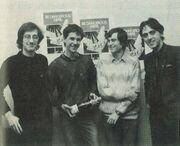 (Left) Ian Bell, (Second from right) David Braben (1986)