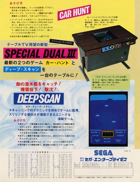 File:Sega arcade flyer featuring Deep Scan and Car Hunt.jpg
