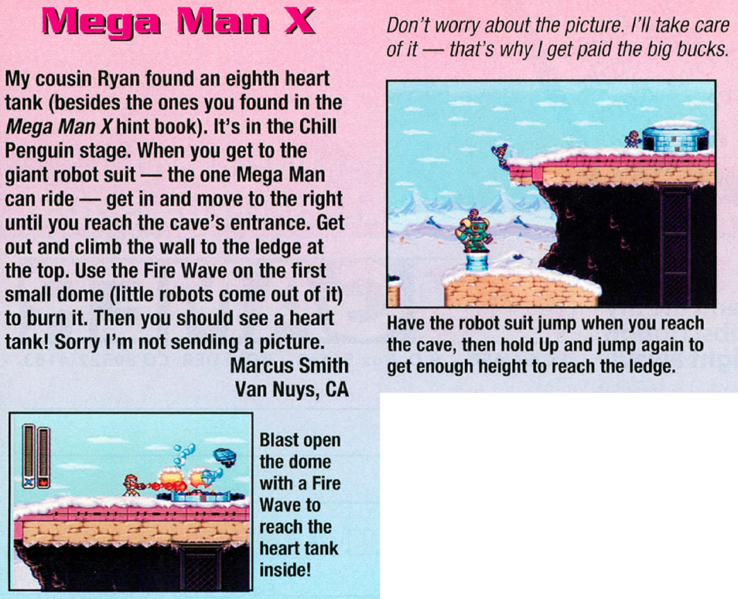 File:Mega Man X SNES reader hint in Game Players issue 58.png