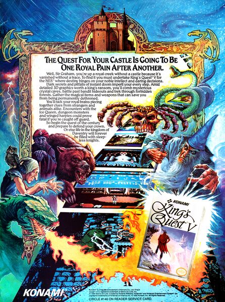 File:King's Quest V NES ad in EGM issue 39.jpg
