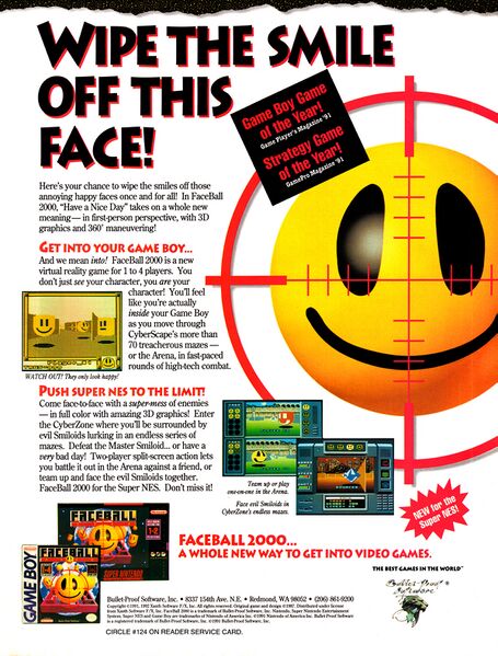 File:MIDI Maze aka FaceBall 2000 GB and SNES ad in EGM issue 39.jpg