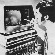 Moonlander being played at the National Computer Conference and Exposition. (1973)