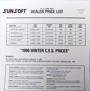 Dealer Price List for Winter CES 1990, offering the game Operation S.S.S. to retailers.